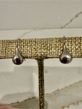 Sterling Silver Teardrop Hook Earring Marked 925